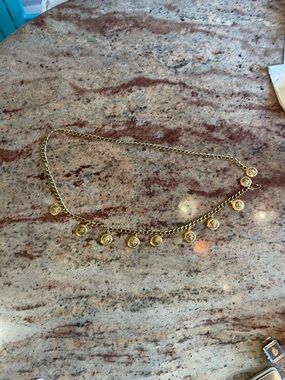 Versace Gold Chain Belt with Dangling Medallion Charms